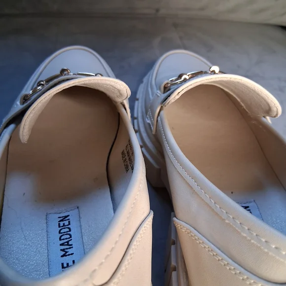 ​Steve Madden Approach Chunky Platform Loafers - Cream Gold Horsebit Size 7.5 - Picture 12 of 15